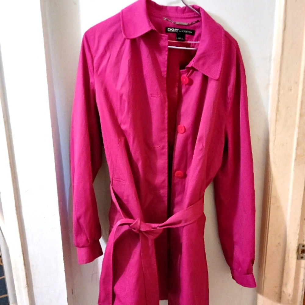 DKNY for Nordstrom pink stretch coat